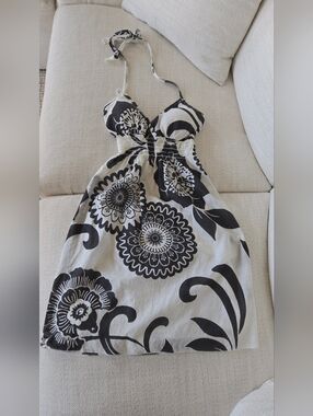 Urban Expressions black white tropical floral halter dress S cruise Trip Beach